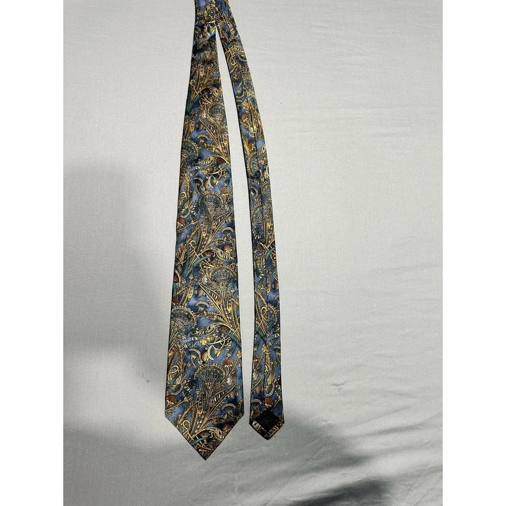 VTG Ferrell Reed Blue/Gold‎ Paisley Neck Tie Silk